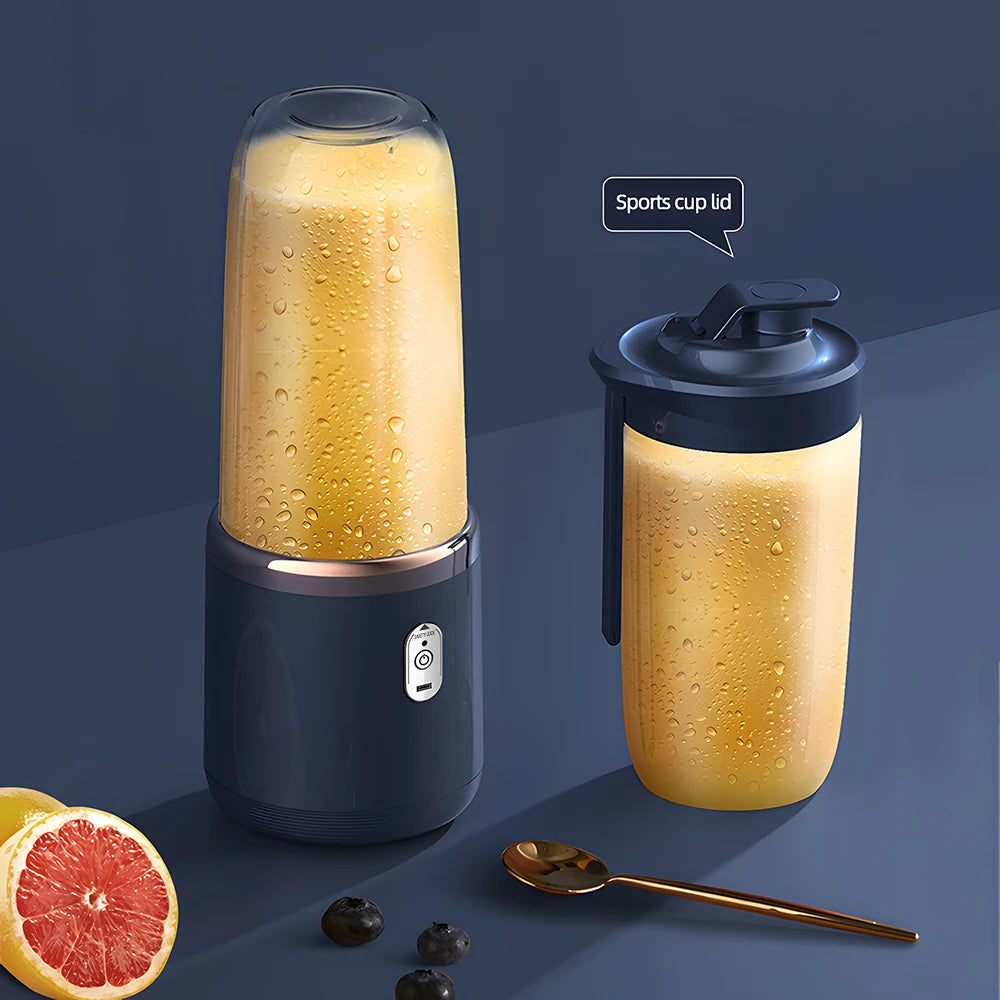 2-in-1 Portable Blender & Juicer – USB Rechargeable, 6 Blades, Dual Cups